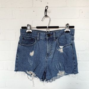 High rise denim shorts
